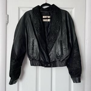 Snake Embossed Leather Jacket - Size M*